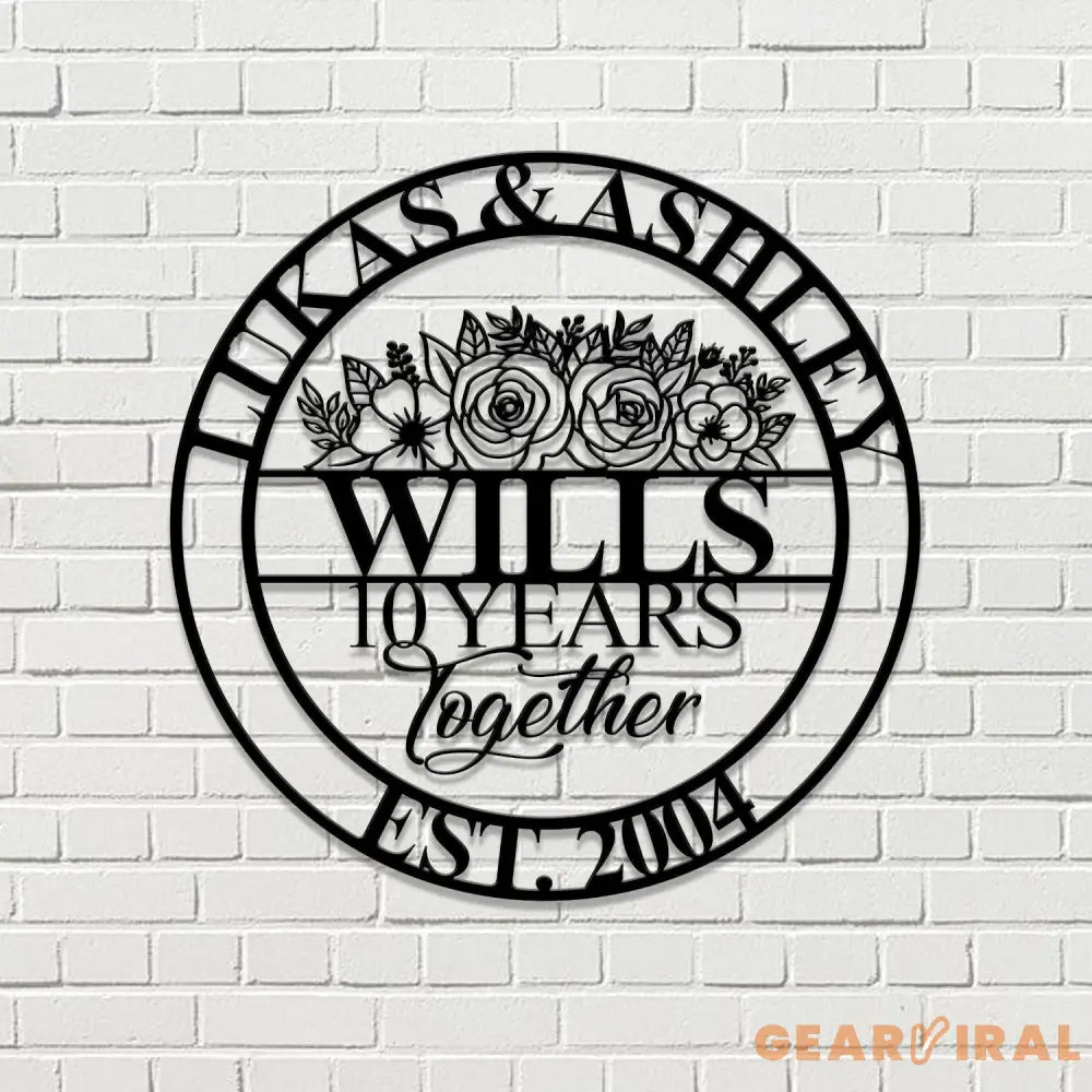 Together Couple Metal Sign Custom Last Name Sign Metal Monogram Housewarming Gift Wedding Monogram Anniversary Gift