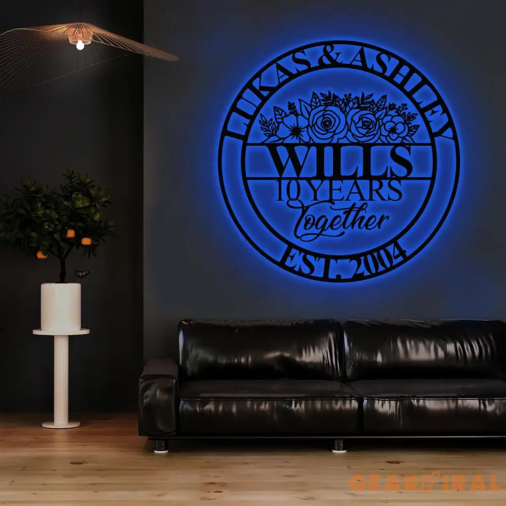 Together Couple Metal Sign Custom Last Name Sign Metal Monogram Housewarming Gift Wedding Monogram Anniversary Gift