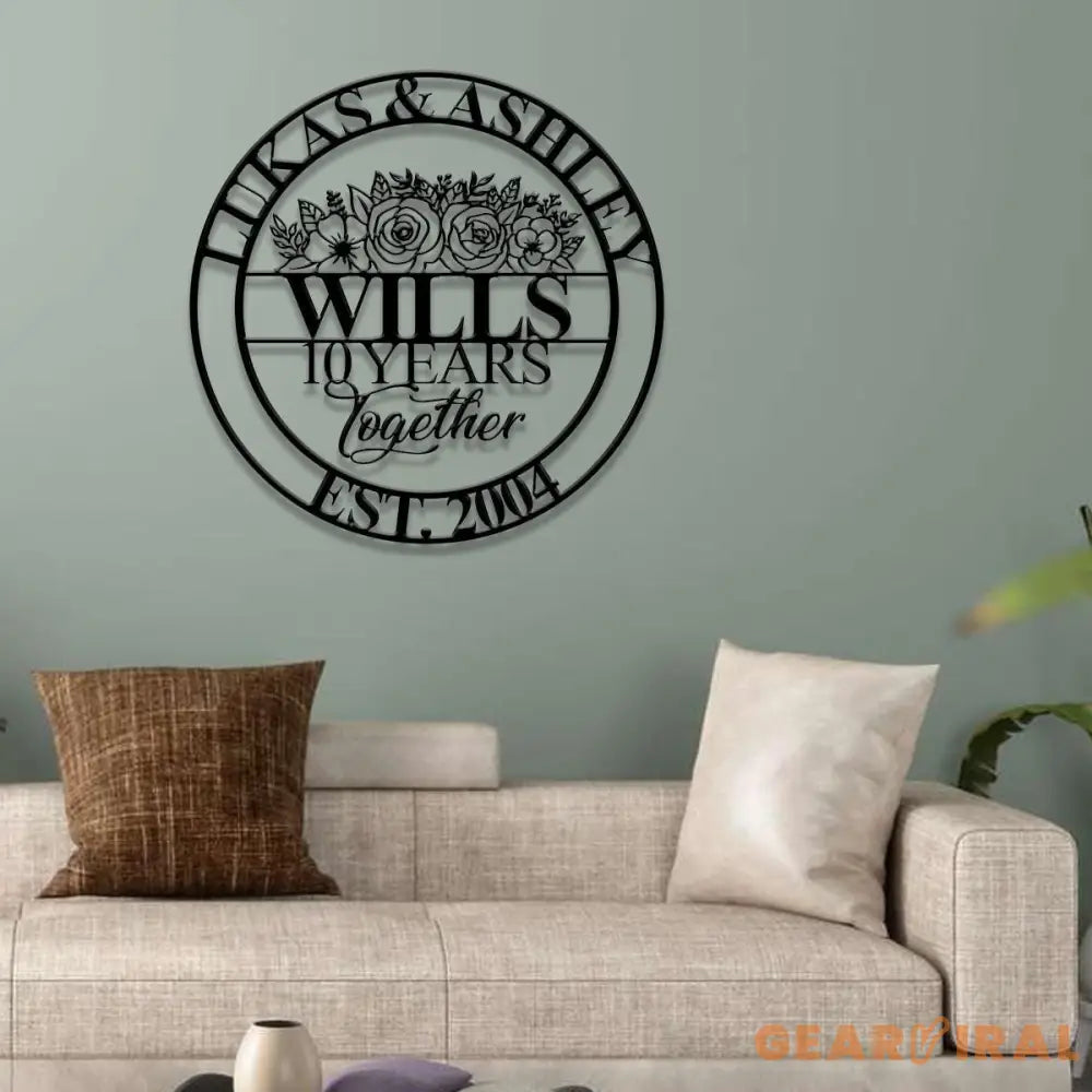 Together Couple Metal Sign Custom Last Name Sign Metal Monogram Housewarming Gift Wedding Monogram Anniversary Gift