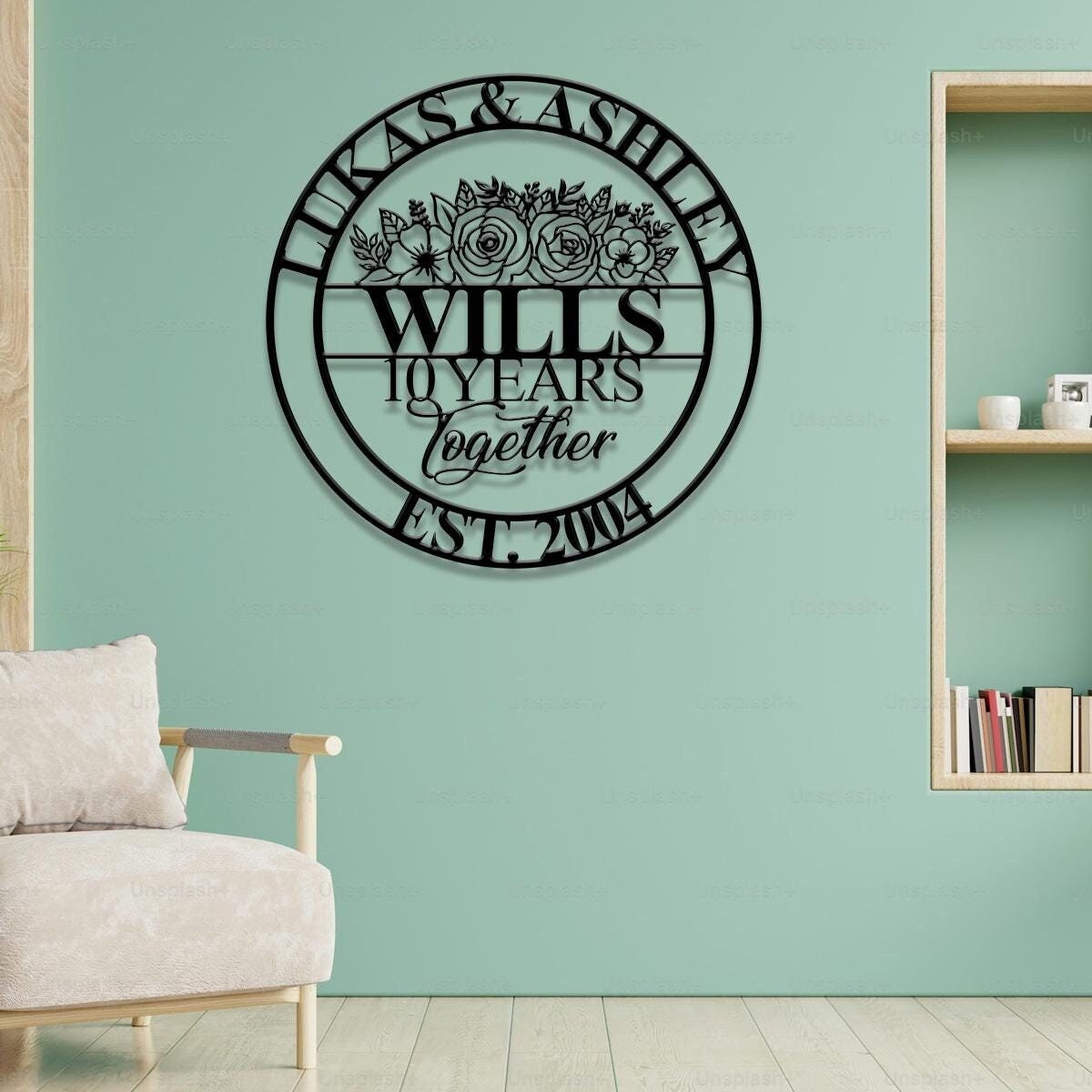 Together Couple Metal Sign, Custom Last Name Sign, Metal Monogram, Housewarming Gift, Wedding Monogram, Anniversary Gift