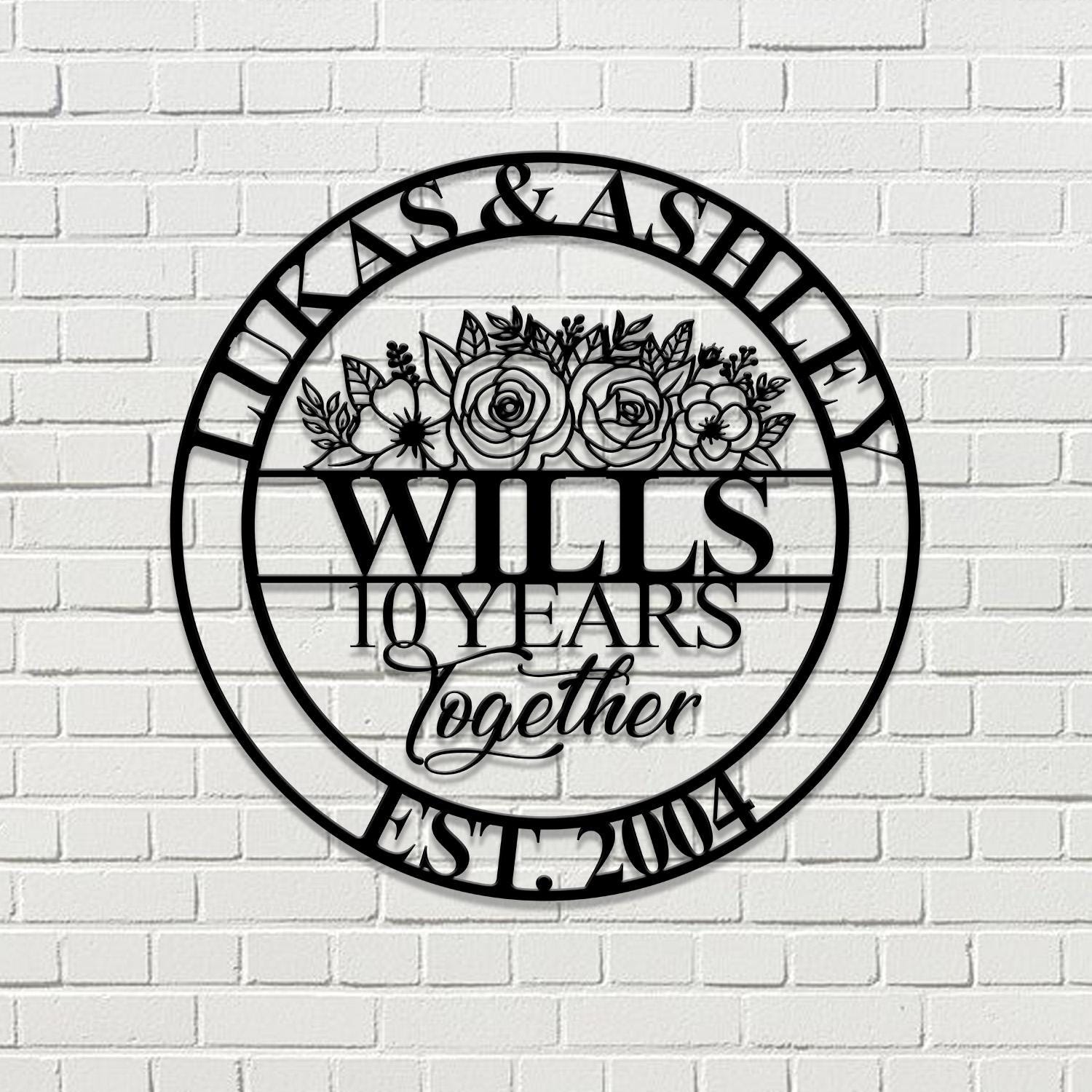 Together Couple Metal Sign, Custom Last Name Sign, Metal Monogram, Housewarming Gift, Wedding Monogram, Anniversary Gift