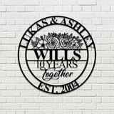 Together Couple Metal Sign, Custom Last Name Sign, Metal Monogram, Housewarming Gift, Wedding Monogram, Anniversary Gift