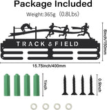 Track & Field Medal Holder Sports Medals Display Black Iron Wall Mounted Hooks for 40+ Hanging Medal Rack Display Competition Medal Holder Display Wall Hanging 40x15cm | GearViral