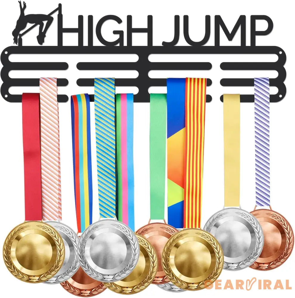 Track & Field Medal Holder Sports Medals Display Black Iron Wall Mounted Hooks for 40+ Hanging Medal Rack Display