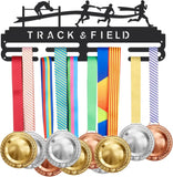 Track & Field Medal Holder Sports Medals Display Black Iron Wall Mounted Hooks for 40+ Hanging Medal Rack Display