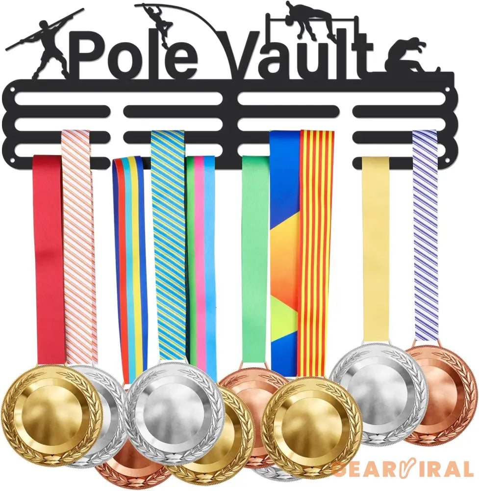 Track & Field Medal Holder Sports Medals Display Black Iron Wall Mounted Hooks for 40+ Hanging Medal Rack Display