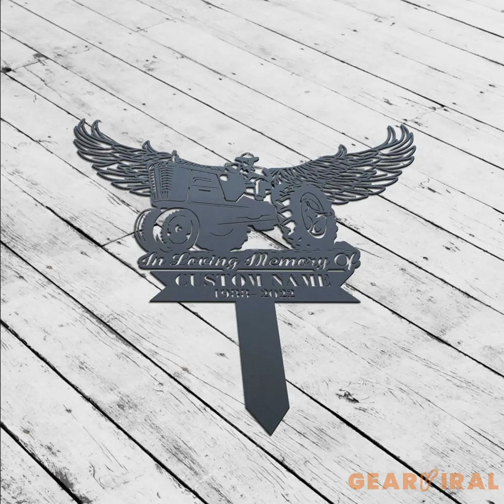 Tractor Memorial Plaque Stake - Personalized Memorial Garve Maker - Grave Marker Human - Tractor Memorial Cross For