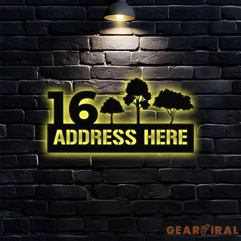 Tree Address Number Metal Sign Personalized Family Name Led Sign Outdoor Door Decor Address Wall Art Perfect Gift for