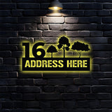 Tree Address Number Metal Sign, Personalized Family Name Led Sign, Outdoor Door Decor,  Address Wall Art, Perfect Gift for Housewarming