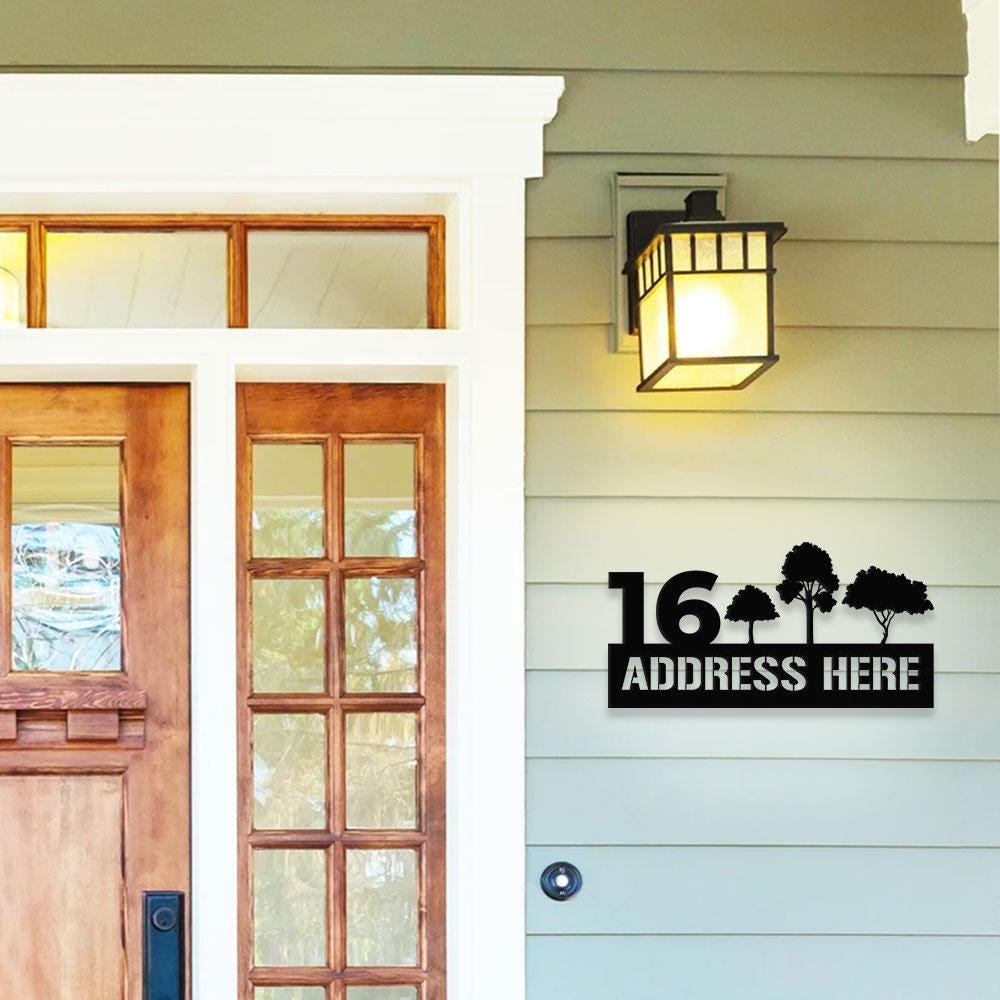 Tree Address Number Metal Sign, Personalized Family Name Led Sign, Outdoor Door Decor,  Address Wall Art, Perfect Gift for Housewarming
