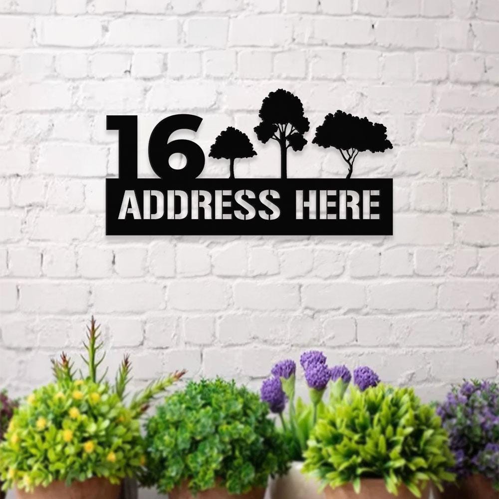 Tree Address Number Metal Sign, Personalized Family Name Led Sign, Outdoor Door Decor,  Address Wall Art, Perfect Gift for Housewarming