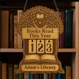 Tree of Knowledge Book Tracker, Wooden Reading Counter Sign, Custom Library Decor, Personalized Book Lover Gift, Reading Goal