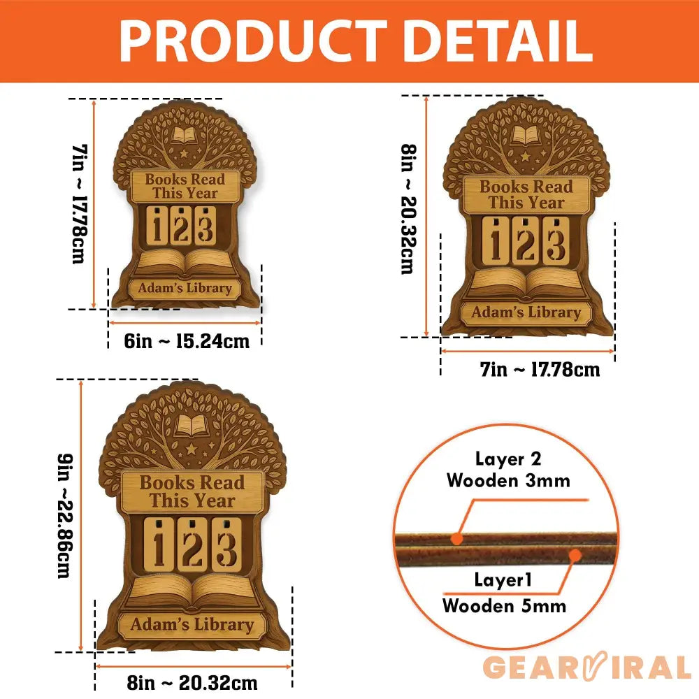 Tree of Knowledge Book Tracker, Wooden Reading Counter Sign, Custom Library Decor, Personalized Book Lover Gift, Reading Goal