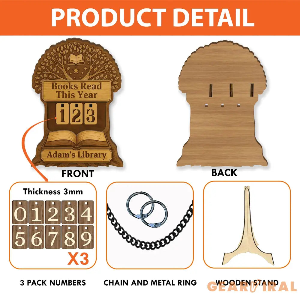 Tree of Knowledge Book Tracker, Wooden Reading Counter Sign, Custom Library Decor, Personalized Book Lover Gift, Reading Goal