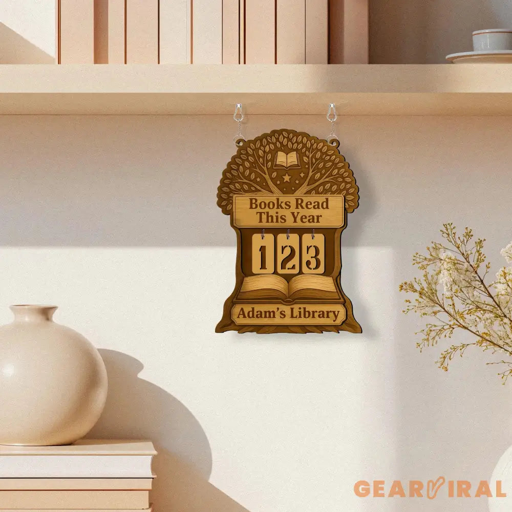 Tree of Knowledge Book Tracker, Wooden Reading Counter Sign, Custom Library Decor, Personalized Book Lover Gift, Reading Goal