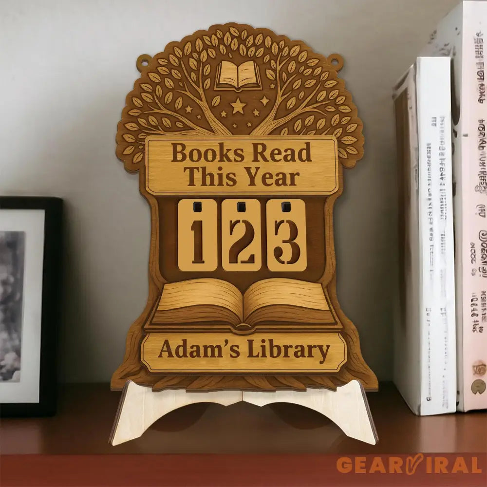 Tree of Knowledge Book Tracker, Wooden Reading Counter Sign, Custom Library Decor, Personalized Book Lover Gift, Reading Goal