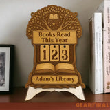 Tree of Knowledge Book Tracker, Wooden Reading Counter Sign, Custom Library Decor, Personalized Book Lover Gift, Reading Goal