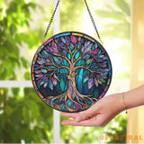 Tree of Life Stained Glass SunCatcher Window Hangings Wall Decor Tree of Life Ornament Charm Home Decor World Tree
