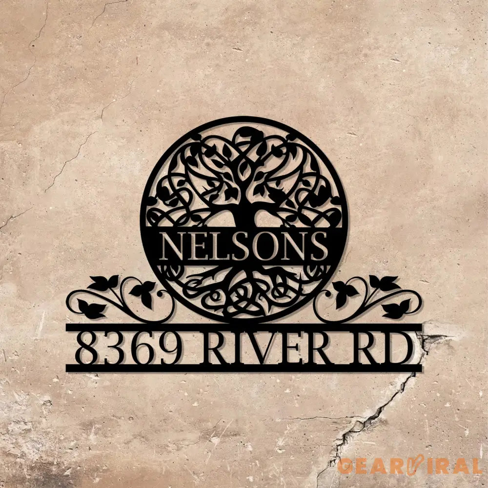 Tree of Life Wall Art Custom Family Tree Address Sign Front Porch Address Sign Custom Address Sign - Gearviral