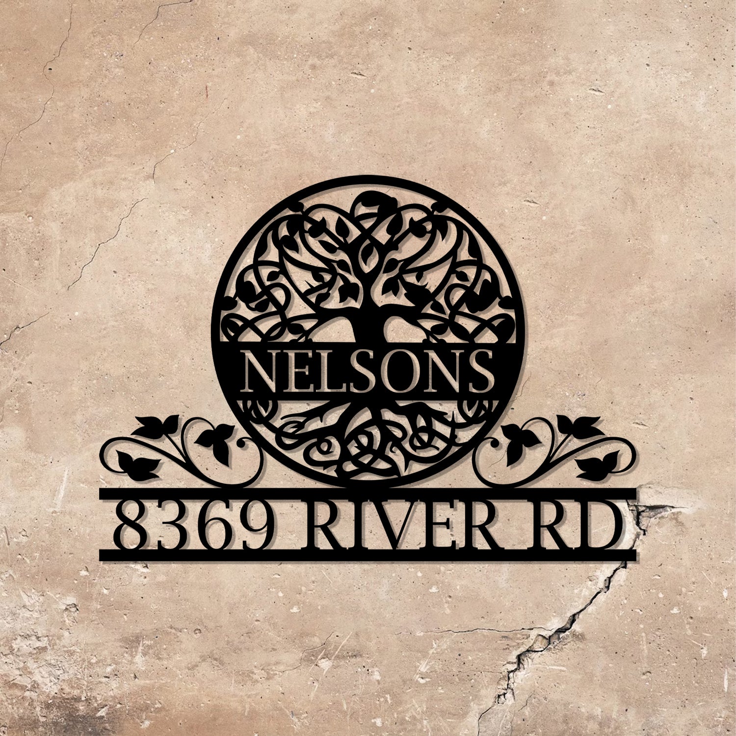 Tree of Life Wall Art Custom Family Tree Address Sign, Front Porch Address Sign, Custom Address Sign - Gearviral
