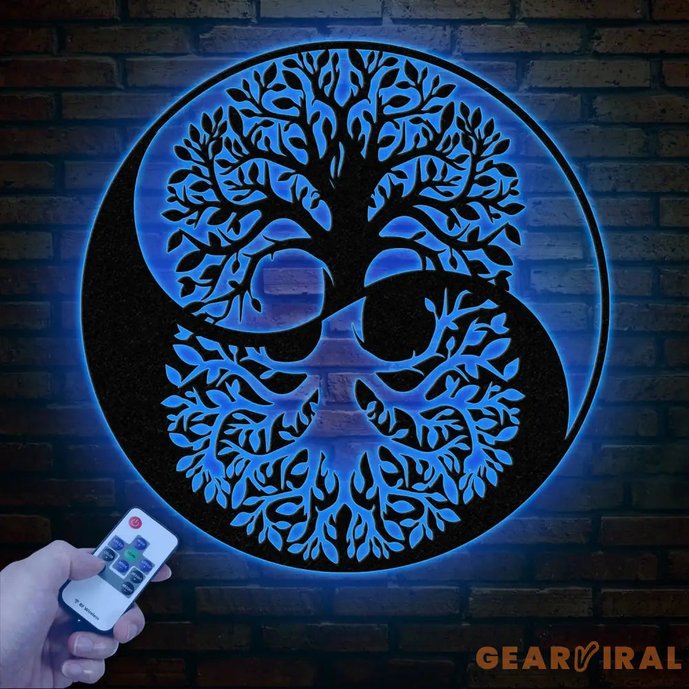 Tree of Life Yin Yang Metal Sign with Led Lights Outdoor Garden Metal Wall Art Metal Wall Decor Bedroom Decor