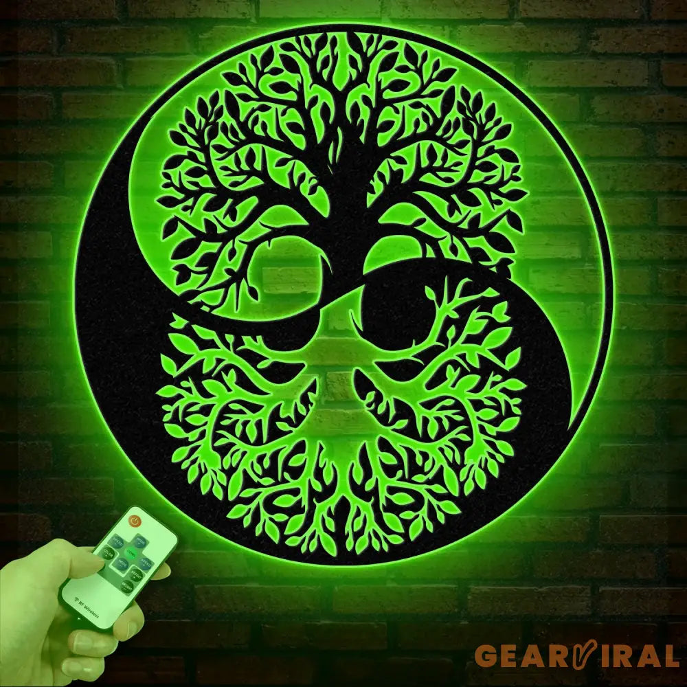 Tree of Life Yin Yang Metal Sign with Led Lights Outdoor Garden Metal Wall Art Metal Wall Decor Bedroom Decor