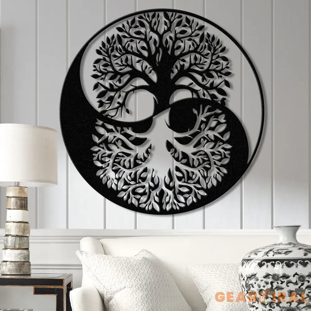 Tree of Life Yin Yang Metal Sign with Led Lights Outdoor Garden Metal Wall Art Metal Wall Decor Bedroom Decor