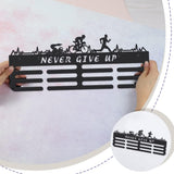 Triathlon Medals Display Black Swimming Cycling Running Medal Holder Iron Wall Mounted Hooks for 60+ Hanging Medal Rack Display Competition Medal Holder Display Wall Hanging 40x15cm | GearViral