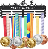 Triathlon Medals Display Black Swimming Cycling Running Medal Holder Iron Wall Mounted Hooks for 60+ Hanging Medal Rack