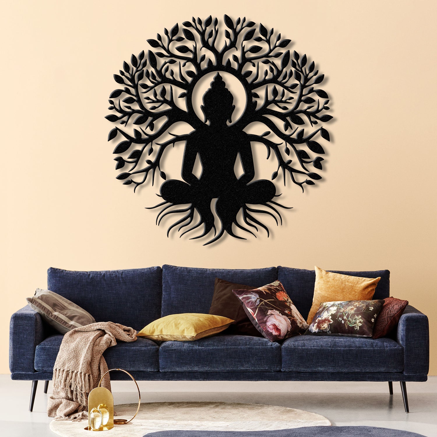 Buddha Metal Wall Art, Buddha Tree of Life, Zen Wall Art, Buddha Wall Decor, Buddha Om Metal Sign, Meditation Decor Gift, Yoga Studio Gift
