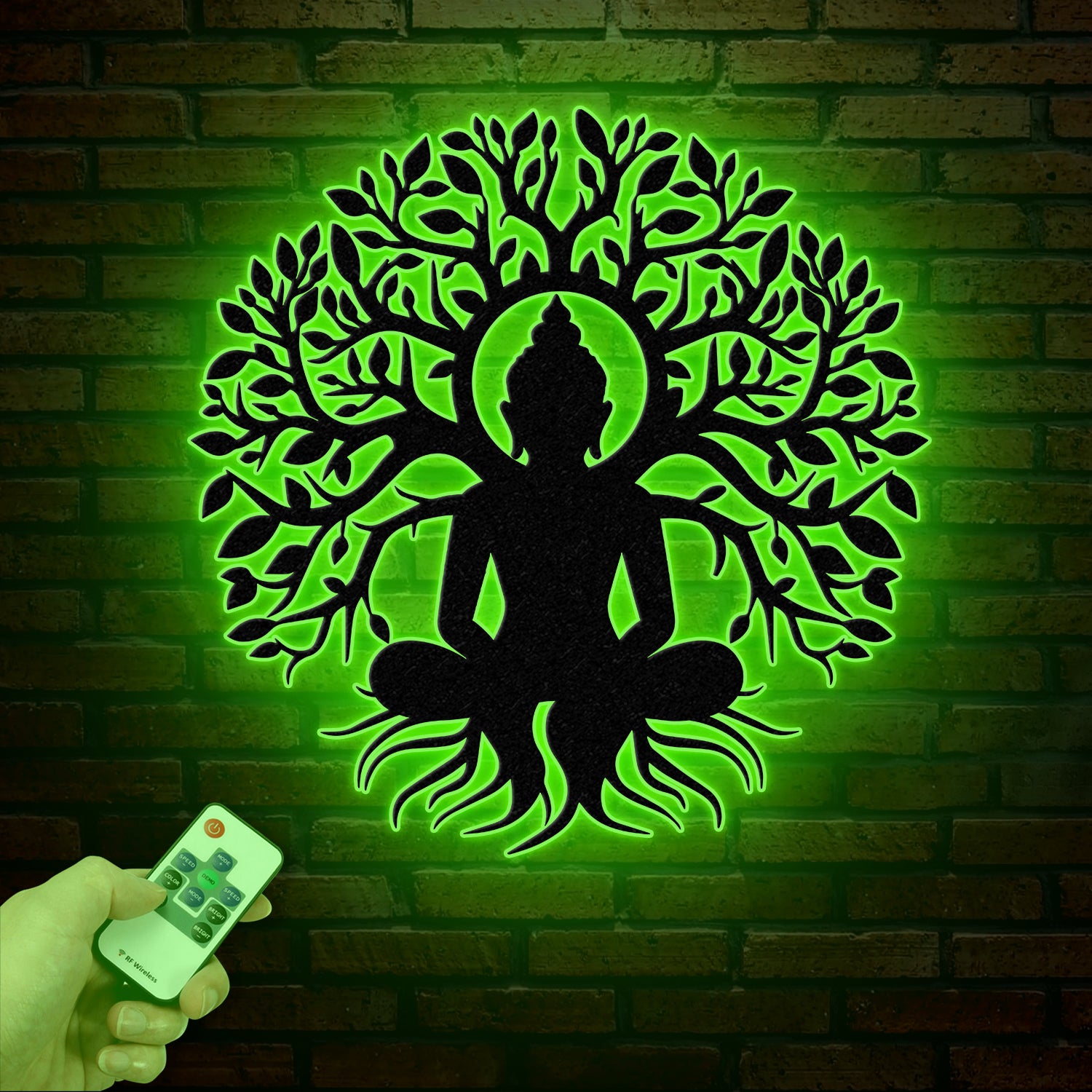 Buddha Metal Wall Art, Buddha Tree of Life, Zen Wall Art, Buddha Wall Decor, Buddha Om Metal Sign, Meditation Decor Gift, Yoga Studio Gift