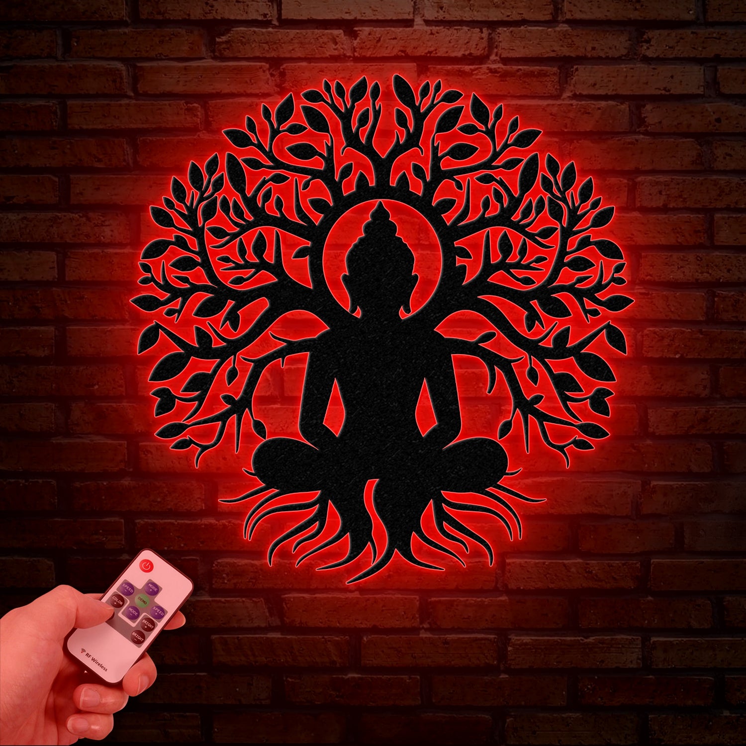 Buddha Metal Wall Art, Buddha Tree of Life, Zen Wall Art, Buddha Wall Decor, Buddha Om Metal Sign, Meditation Decor Gift, Yoga Studio Gift