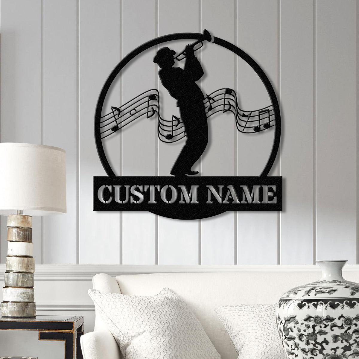 Custom Trumpet Player Name Metal Sign, Personalized Jazz Musician Gift, Music Lover Wall Decor, Musician Name Sign, Music Room Decoration