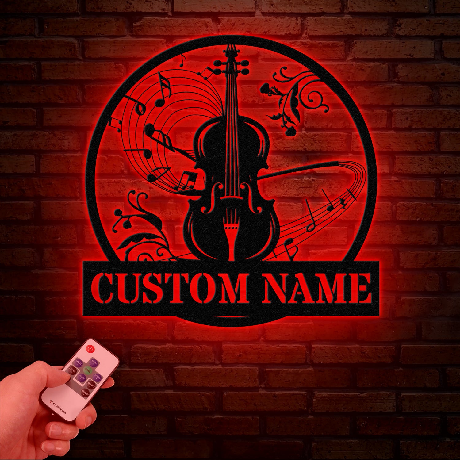 Custom Cello Instrument Metal Wall Art with LED Light, Personalized Player Name Sign, Music Room Decor, Birthday or Christmas Gift