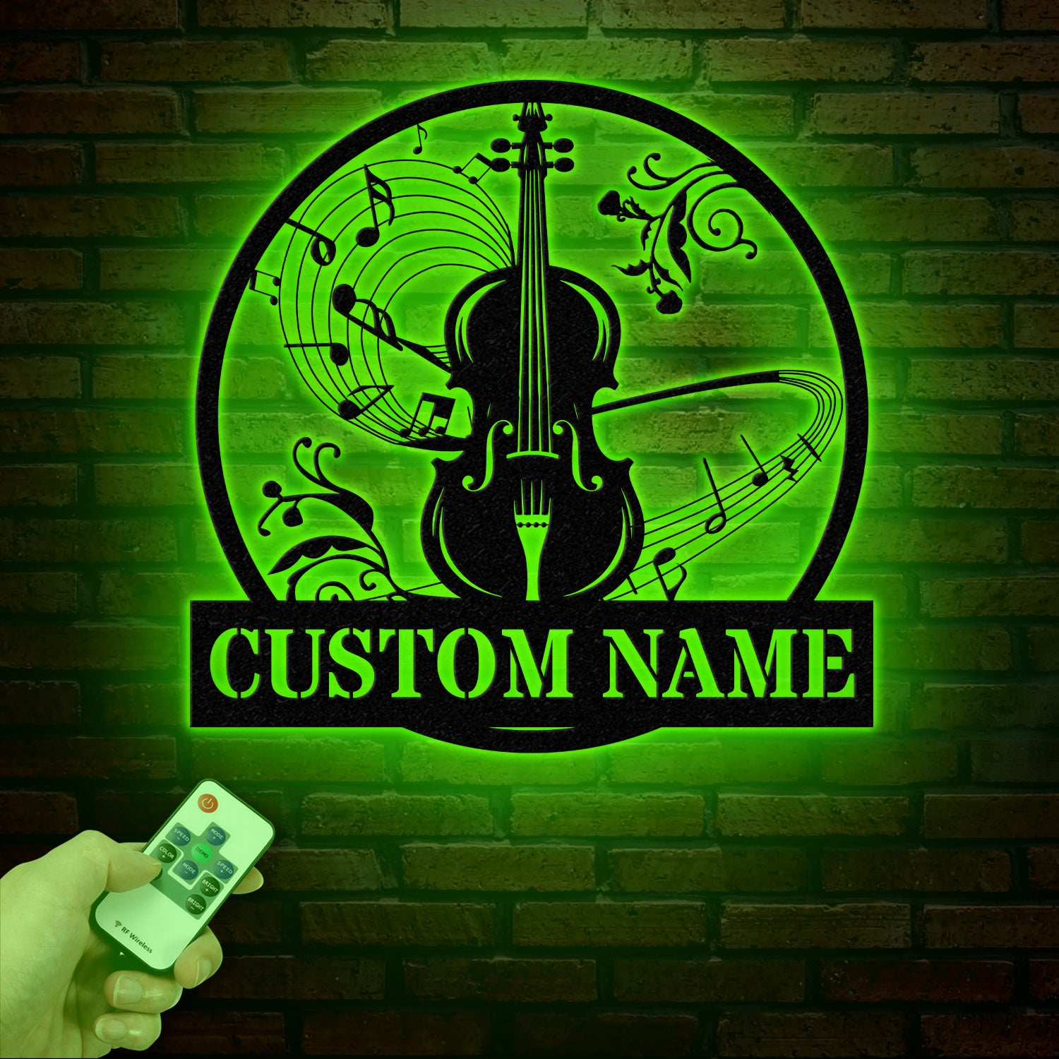 Custom Cello Instrument Metal Wall Art with LED Light, Personalized Player Name Sign, Music Room Decor, Birthday or Christmas Gift