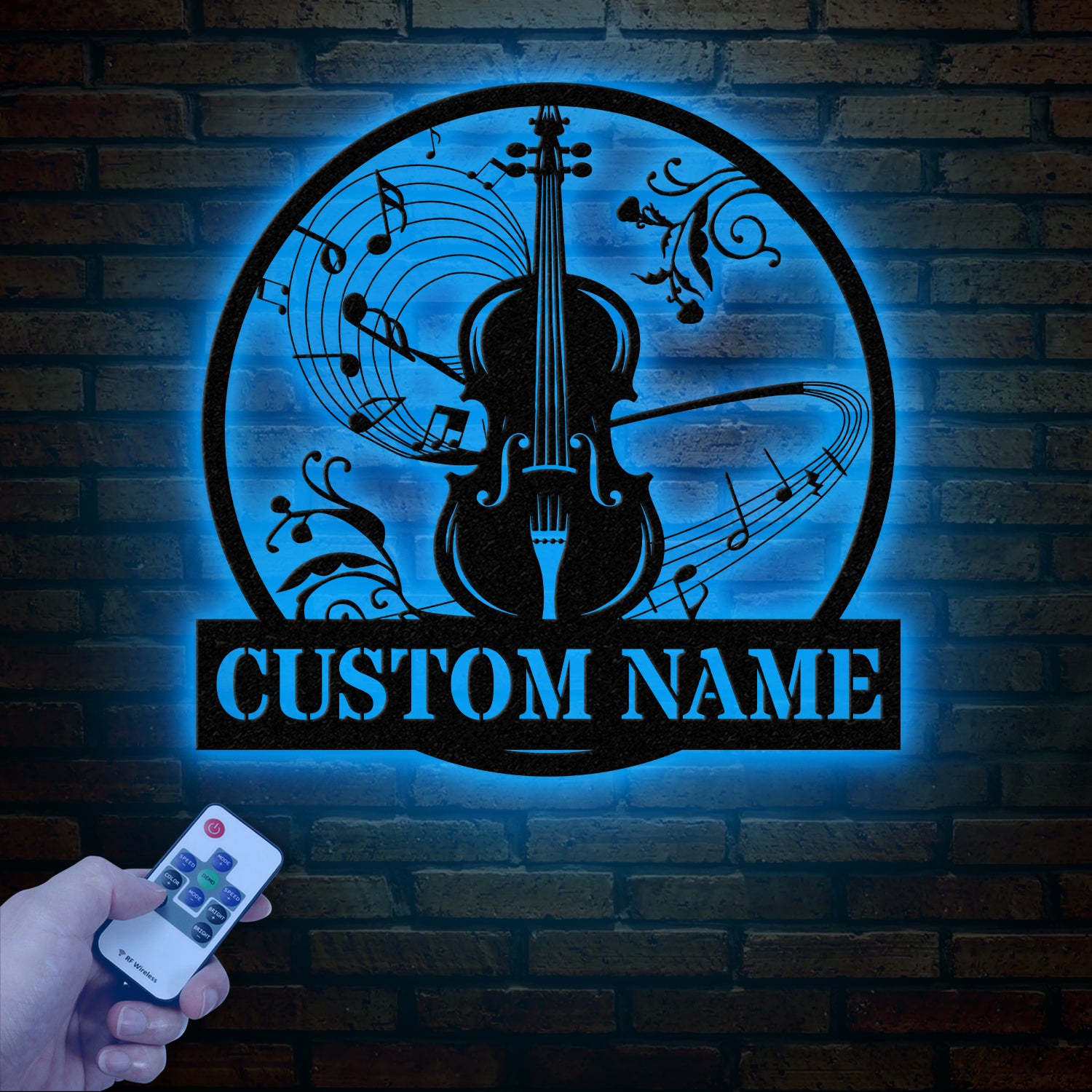 Custom Cello Instrument Metal Wall Art with LED Light, Personalized Player Name Sign, Music Room Decor, Birthday or Christmas Gift