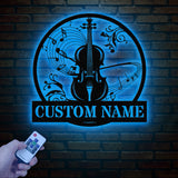 Custom Cello Instrument Metal Wall Art with LED Light, Personalized Player Name Sign, Music Room Decor, Birthday or Christmas Gift