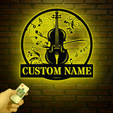 Custom Cello Instrument Metal Wall Art with LED Light, Personalized Player Name Sign, Music Room Decor, Birthday or Christmas Gift