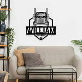 Truck Driver Metal Sign, Personalized Family Name Metal Sign, Outdoor Door Decor, Truck Wall Art, Housewarming Gift, Gift for him,