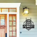 Truck Driver Metal Sign Personalized Family Name Metal Sign Outdoor Door Decor Truck Wall Art Housewarming Gift Gift