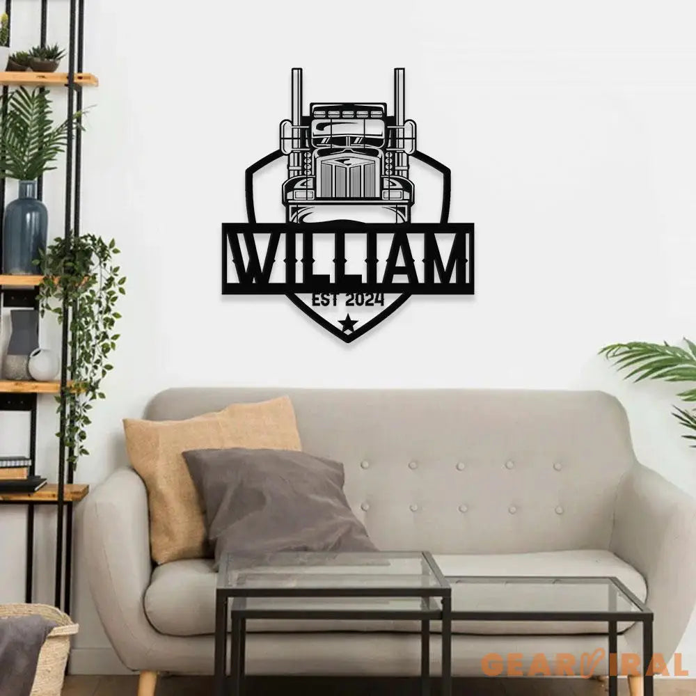 Truck Driver Metal Sign Personalized Family Name Metal Sign Outdoor Door Decor Truck Wall Art Housewarming Gift Gift