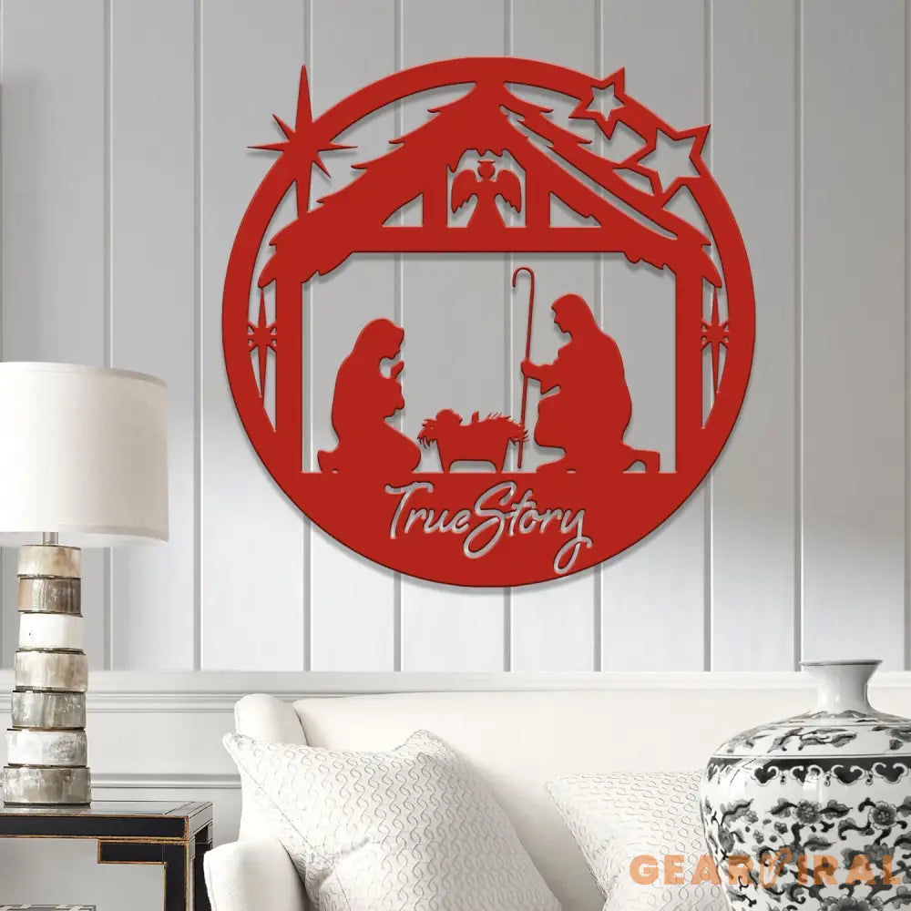 True Story Metal Sign Nativity Scene Sign Religious Wall Art Christmas Decorations Holiday Decor Holiday Wall Art