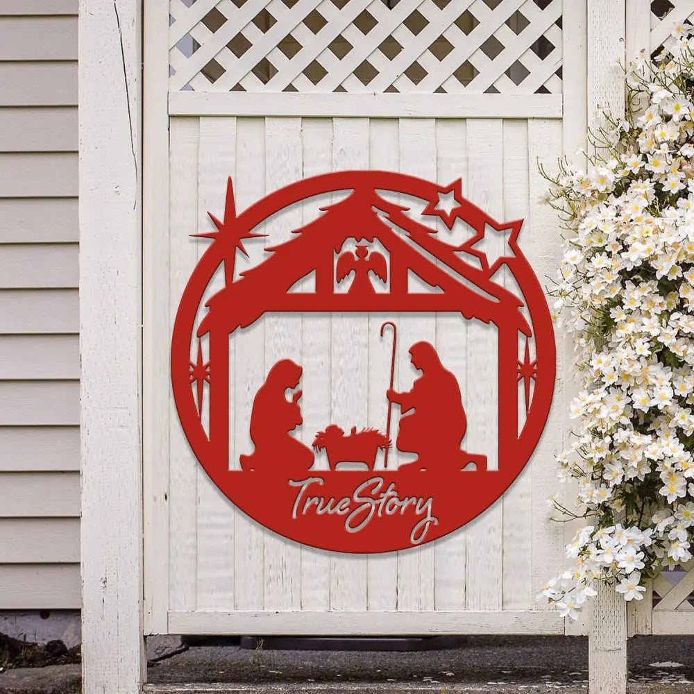 True Story Metal Sign Nativity Scene Sign Religious Wall Art Christmas Decorations Holiday Decor Holiday Wall Art