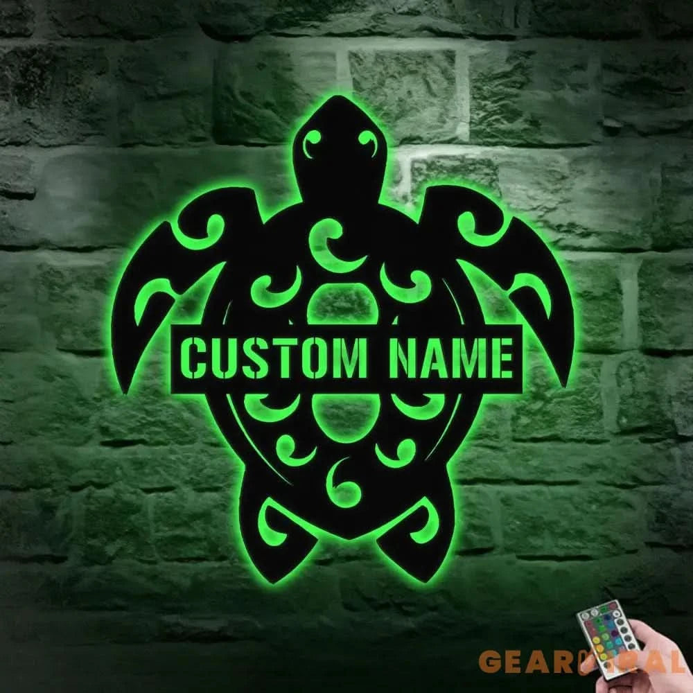 Turtle Family Name Metal Sign with LED Lights Personalized Family Name Metal Sign Family Wall Decor Wall Art