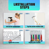 Unstoppable Medal Holder Silver Medals Display Frame 17 Hooks Medals Display Metal Medal Rack Holder Sport Awards Ribbon Holder Wall Mount Award Rack for Medals Athletes Men Women | GearViral
