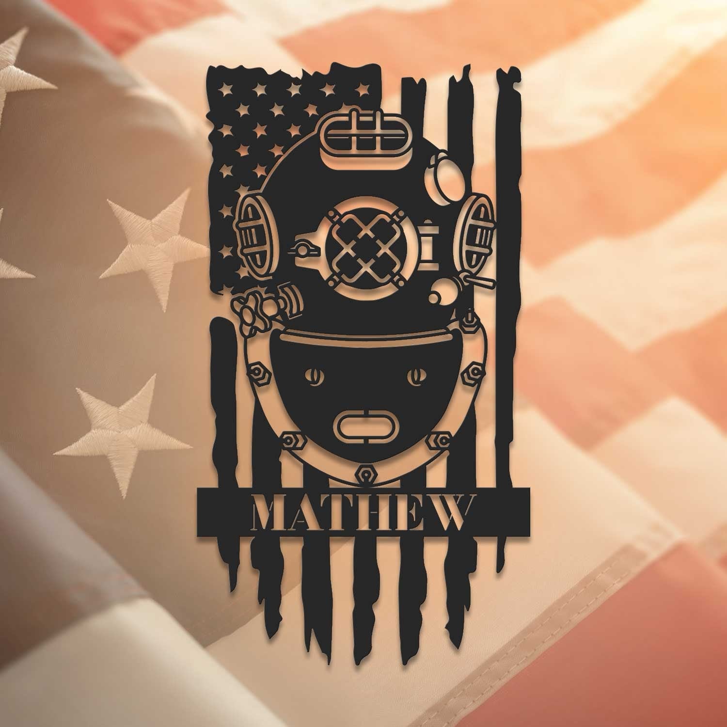 US Deep Sea Diver Helmet Metal Sign Led Light - US Navy Gift - Xmas Birthday Gift for Dad - Diving Gift Beach House Nautical Decor | GearViral