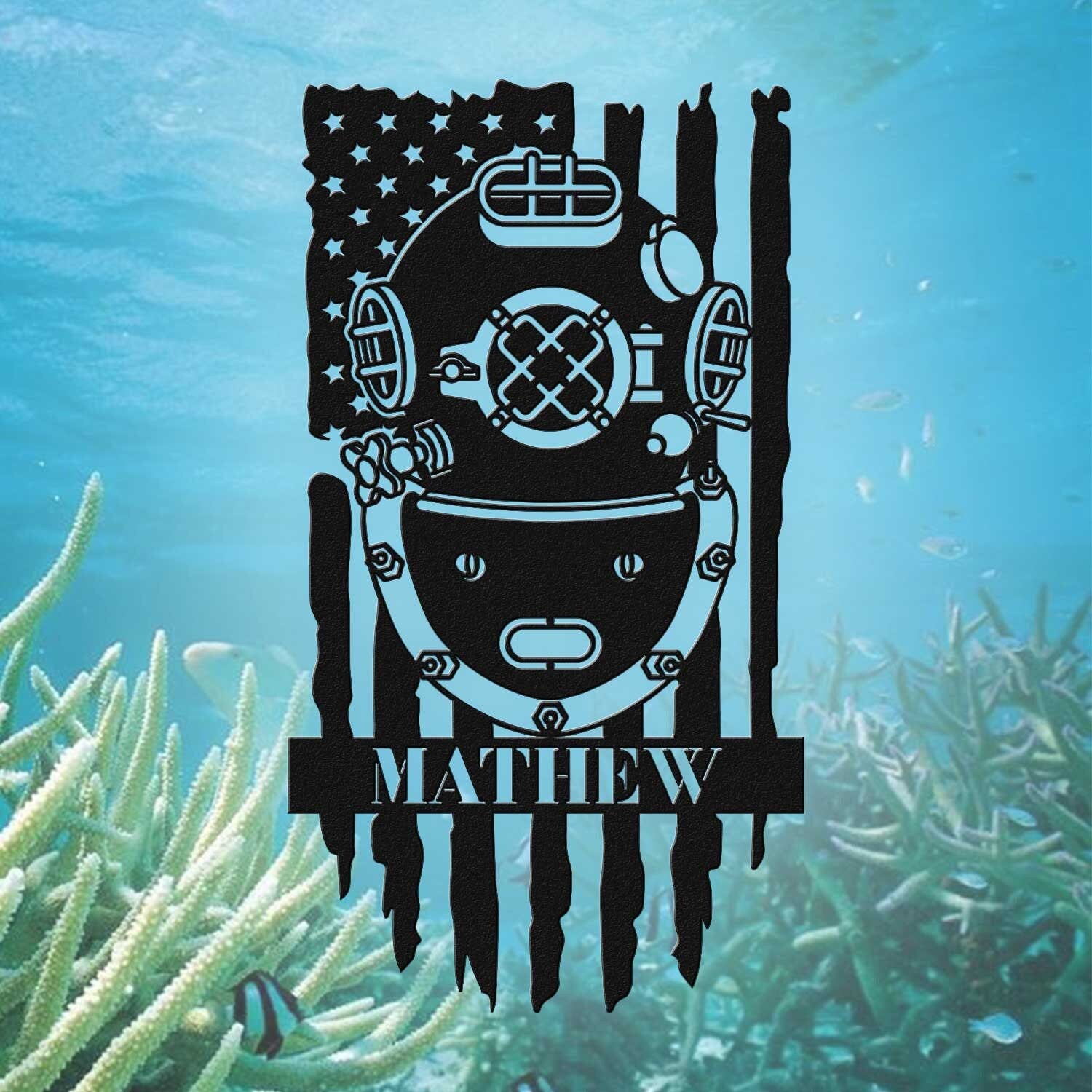 US Deep Sea Diver Helmet Metal Sign Led Light - US Navy Gift - Xmas Birthday Gift for Dad - Diving Gift Beach House Nautical Decor | GearViral