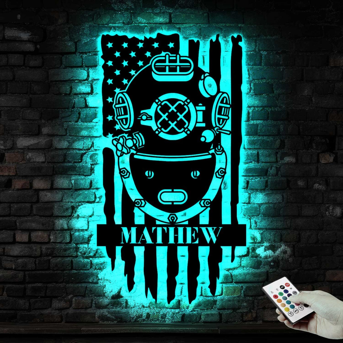 US Deep Sea Diver Helmet Metal Sign Led Light - US Navy Gift - Xmas Birthday Gift for Dad - Diving Gift Beach House Nautical Decor | GearViral