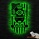 US Deep Sea Diver Helmet Metal Sign Led Light - US Navy Gift - Xmas Birthday Gift for Dad - Diving Gift Beach House