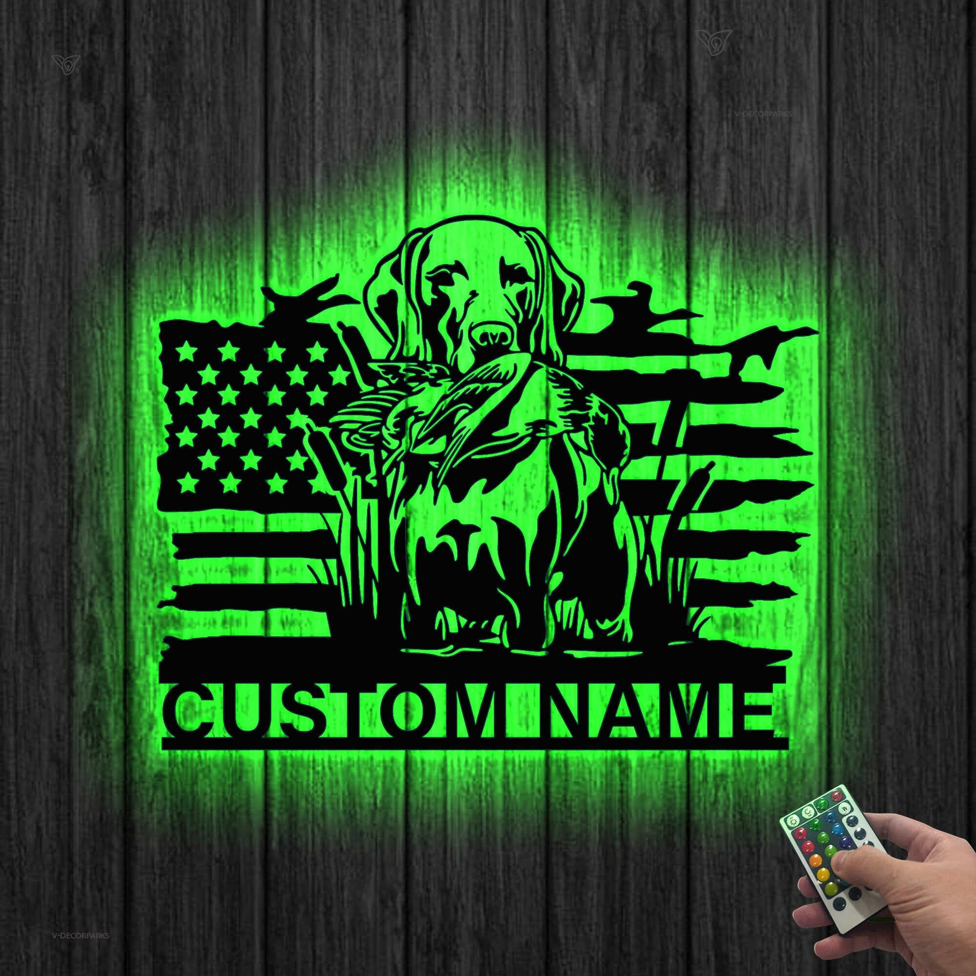 US Flag Pheasant German Shorthaired Pointer Dog Hunting Metal Wall Art LED Light Hunter Name Sign Home Decor Farm Cabin Decor Birthday Gift | GearViral